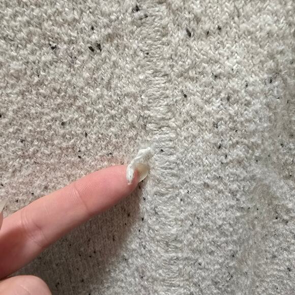 Loft cream colored black speckled knit turtleneck sweater oversized boxy XS - Picture 11 of 12